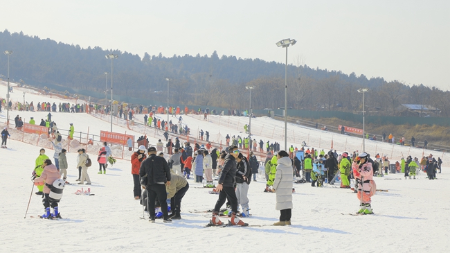 游客在賈汪體驗室外滑雪運動。 賈汪區(qū)委宣傳部供圖